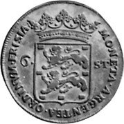 Netherlands Rijderschelling 1682 KM# 65 Friesland Province Standard Coinage MONETA ARG ENTEA ORDINVM FRISIA 6 ST coin obverse Netherlands Rijderschelling 1682 KM# 65 Friesland Province Standard Coinage MONETA ARG ENTEA ORDINVM FRISIA 6 ST coin obverse