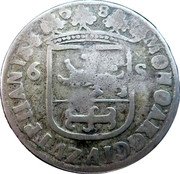 Netherlands Rijderschelling 1688 Antlers KM# 19 Gelderland - Zutphen Commune Standard Coinage 16 88 6 S MO NO ARG CIV ZVTPHANIAE coin obverse Netherlands Rijderschelling 1688 Antlers KM# 19 Gelderland - Zutphen Commune Standard Coinage 16 88 6 S MO NO ARG CIV ZVTPHANIAE coin obverse