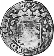 Netherlands Schelling Countermark on Utrech ND KM# 2.2 ... ORDI TRAI 16 79 coin reverse Netherlands Schelling Countermark on Utrech ND KM# 2.2 ... ORDI TRAI 16 79 coin reverse
