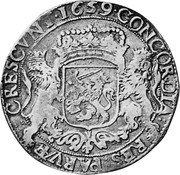 Netherlands Silver Rider 1659 KM# 52 Friesland Province Standard Coinage CONCORDIA RES PARVAE CRESCVNT 1659 coin reverse