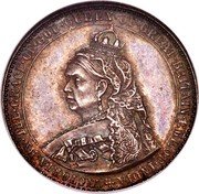 UK Six Pence Victoria 1887 Proof X# 55 VICTORIA BY THE GRACE OF GOD QUEEN OF GREAT BRITAIN EMP OF INDIA coin obverse