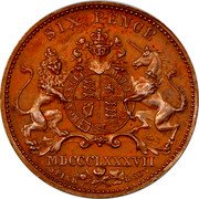 UK Six Pence (Victoria) X# 55b SIX PENCE MDCCCLXXXVII SPINK & SON coin reverse