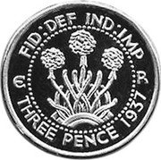 UK Three Pence (Edward VIII) X# 115 FID DEF IND IMP E R THREE PENCE 1937 coin reverse UK Three Pence (Edward VIII) X# 115 FID DEF IND IMP E R THREE PENCE 1937 coin reverse