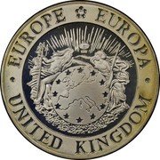 UK Twenty Five Ecu (Elizabeth II - Piefort) X# P3 EUROPE EUROPA UNITED KINGDOM coin obverse UK Twenty Five Ecu (Elizabeth II - Piefort) X# P3 EUROPE EUROPA UNITED KINGDOM coin obverse