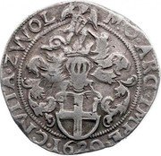 Netherlands 1/2 Arendrijksdaalder Titles of Matthias. City of Zwolle 1620 KM# 19 M O ARG IMPE 1620 CIVITA ZWOL coin obverse Netherlands 1/2 Arendrijksdaalder Titles of Matthias. City of Zwolle 1620 KM# 19 M O ARG IMPE 1620 CIVITA ZWOL coin obverse