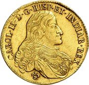 Netherlands 1/2 Ducaton D'or (4 Souverains) Charles II 1696 KM# 93 CAROL II D G HISP ET INDIAR REX coin obverse Netherlands 1/2 Ducaton D'or (4 Souverains) Charles II 1696 KM# 93 CAROL II D G HISP ET INDIAR REX coin obverse