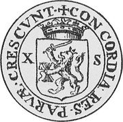 Netherlands 10 Stuivers 1606 KM# 3 West Friesland Province Standard Coinage CON CORDIA RES PARVAE CRESCVNT X S coin reverse