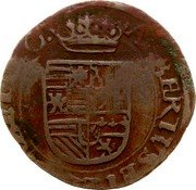 Netherlands 1/2 Liard (6 Mites. Gigot) Albert and Elizabeth 1602 KM# 23 ALBERTVS ET ELISABET D G coin obverse Netherlands 1/2 Liard (6 Mites. Gigot) Albert and Elizabeth 1602 KM# 23 ALBERTVS ET ELISABET D G coin obverse