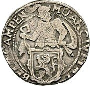 Netherlands 1/2 Lion Daalder Standing Armored Knight Overijssel 1647 Lily KM# 43 MO ARGENT IMP BELG CAMPEN coin obverse Netherlands 1/2 Lion Daalder Standing Armored Knight Overijssel 1647 Lily KM# 43 MO ARGENT IMP BELG CAMPEN coin obverse
