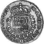 Netherlands 1/2 Patagon (24 Sols) Charles II 1700 KM# 90 17 00 ARCHID AVST DVX BVRG C FLAND ZC coin reverse Netherlands 1/2 Patagon (24 Sols) Charles II 1700 KM# 90 17 00 ARCHID AVST DVX BVRG C FLAND ZC coin reverse