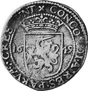 Netherlands 1/2 Rijksdaalder 1649 KM# 25 Holland Province Standard Coinage CONCORDIA RES PARVAE CRESCVNT 16 49 coin reverse Netherlands 1/2 Rijksdaalder 1649 KM# 25 Holland Province Standard Coinage CONCORDIA RES PARVAE CRESCVNT 16 49 coin reverse