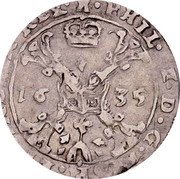 Netherlands 1/4 Patagon Albert and Elizabeth 1635 Tower KM# 47 PHIL IIII D G HISP ET INDIAR REX 16 35 coin obverse Netherlands 1/4 Patagon Albert and Elizabeth 1635 Tower KM# 47 PHIL IIII D G HISP ET INDIAR REX 16 35 coin obverse