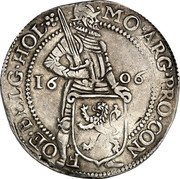 Netherlands 10 Stuivers 1606 KM# 14 Holland Province Standard Coinage MO ARG PRO CON F OE BELG HOL 16 06 coin obverse