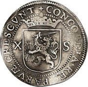 Netherlands 10 Stuivers 1606 KM# 14 Holland Province Standard Coinage CONCORDIA RES PARVAE CRESCVNT X S coin reverse