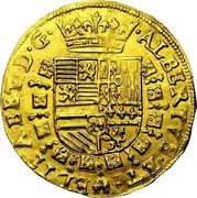 Netherlands 2 Albertins (Corona) Albert and Elizabeth 1602 KM# 2.1 ALBERTVS ET ELISABET D G coin obverse Netherlands 2 Albertins (Corona) Albert and Elizabeth 1602 KM# 2.1 ALBERTVS ET ELISABET D G coin obverse