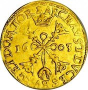 Netherlands 2 Albertins (Corona) Albert and Elisabeth 1603 KM# 6 ARCH AVST DVCES BVRG ET DOM TOR 16 03 coin reverse Netherlands 2 Albertins (Corona) Albert and Elisabeth 1603 KM# 6 ARCH AVST DVCES BVRG ET DOM TOR 16 03 coin reverse