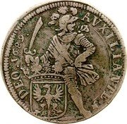 Netherlands 2 Daalders 1689 Dog KM# 84 Overijssel - Deventer City Standard Coinage AVXILIANTE DEO 1689 coin reverse