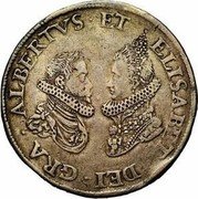 Netherlands 2 Florins KM# 9.3 Spanish Rule Standard Coinage ALBERTVS ET ELISABET DEI GRATIA coin obverse Netherlands 2 Florins KM# 9.3 Spanish Rule Standard Coinage ALBERTVS ET ELISABET DEI GRATIA coin obverse