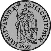 Netherlands 2 Guldens 1697 KM# 62 Overijssel Province Standard Coinage 1697 HANCTVEMVR HAC NITIMVR coin reverse