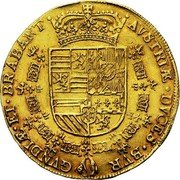 Netherlands 2 Souverains D'or Albert & Isabella 1612 Angel face KM# 39.1 AVSTRIAE DVCES BVRGVNDIAE ET BRABANT coin reverse Netherlands 2 Souverains D'or Albert & Isabella 1612 Angel face KM# 39.1 AVSTRIAE DVCES BVRGVNDIAE ET BRABANT coin reverse