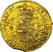 Netherlands 2 Souverains D'or Philip IV 1634 KM# 15 ARCHID AVST DVX BVRG CO ART Z C coin reverse Netherlands 2 Souverains D'or Philip IV 1634 KM# 15 ARCHID AVST DVX BVRG CO ART Z C coin reverse
