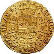 Netherlands 2 Souverains D'or Philip IV 1641 Angel face KM# 74.2 ARCHID AVST DVX BVRG BRAB Z C coin reverse Netherlands 2 Souverains D'or Philip IV 1641 Angel face KM# 74.2 ARCHID AVST DVX BVRG BRAB Z C coin reverse