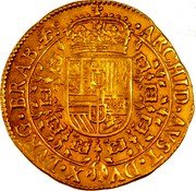 Netherlands 2 Souverains D'or Philip IV 1644 Hand KM# 74.1 ARCHID AVST DVX BVRG BRAB Z C coin reverse Netherlands 2 Souverains D'or Philip IV 1644 Hand KM# 74.1 ARCHID AVST DVX BVRG BRAB Z C coin reverse