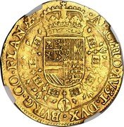 Netherlands 2 Souverains D'or Felipe IV 1644 KM# 51 ARCHID AVST DVX BVRG CO FLAN ZC coin reverse Netherlands 2 Souverains D'or Felipe IV 1644 KM# 51 ARCHID AVST DVX BVRG CO FLAN ZC coin reverse