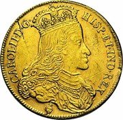 Netherlands 2 Souverains D'or Charles II 1689 Angel face KM# 101.1 CAROL II D G HISP ET IND REX coin obverse Netherlands 2 Souverains D'or Charles II 1689 Angel face KM# 101.1 CAROL II D G HISP ET IND REX coin obverse