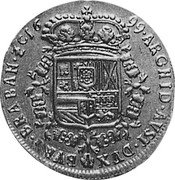 Netherlands 2 Souverains D'or Charles II 1699 Hand KM# 101.2 ARCHID AVST DVX BVRG BRABAN Z C 16 99 coin reverse Netherlands 2 Souverains D'or Charles II 1699 Hand KM# 101.2 ARCHID AVST DVX BVRG BRABAN Z C 16 99 coin reverse