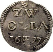 Netherlands 2 Stuivers 1677 KM# 76 Overijssel - Zwolle Commune Standard Coinage ZW OLLA 16 77 coin reverse Netherlands 2 Stuivers 1677 KM# 76 Overijssel - Zwolle Commune Standard Coinage ZW OLLA 16 77 coin reverse