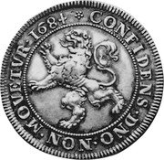 Netherlands 3 Guldens 1684 KM# 66 Holland Province Standard Coinage CONFIDENS DNO NON MOVETRV 1684 coin obverse Netherlands 3 Guldens 1684 KM# 66 Holland Province Standard Coinage CONFIDENS DNO NON MOVETRV 1684 coin obverse