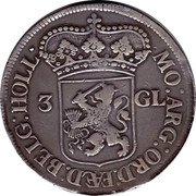 Netherlands 3 Guldens 1694 KM# 152 Holland Province Standard Coinage MO ARG ORD FAED BELG HOLL 3 GL coin obverse
