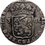 Netherlands 3 Guldens Overijssel Province Figure 1721 Crane KM# 60 3 GL MO ARG ORD FÆD BELG TRANS coin obverse Netherlands 3 Guldens Overijssel Province Figure 1721 Crane KM# 60 3 GL MO ARG ORD FÆD BELG TRANS coin obverse