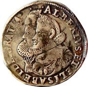 Netherlands 3 Reals Albert and Elizabeth 1608 KM# 27 ALBERTVS ET ELISABET DEI GRATIA coin obverse