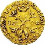 Netherlands Albertin Albert and Elizabeth 1601 KM# A5 ARCHI AVST DVC BVRG DOM TOVR 16 00 coin reverse