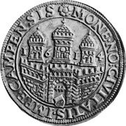 Netherlands Arendrijksdaalder KM# 21 Overijssel - Kampen City Standard Coinage MONE NOCIVITATIS IMPE CAMPENSIS 16 14 coin obverse