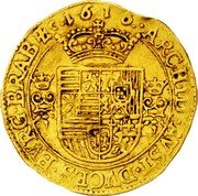 Netherlands Couronne D'or Albert and Elizabeth 1616 Angel face KM# 43.2 ARCHID AVST DVCES BVRG BRAB Z C 16 16 coin reverse