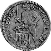 Netherlands Daalder 1692 KM# 85 Overijssel - Kampen City Standard Coinage AVKILIANTE GEO 1692 coin reverse Netherlands Daalder 1692 KM# 85 Overijssel - Kampen City Standard Coinage AVKILIANTE GEO 1692 coin reverse