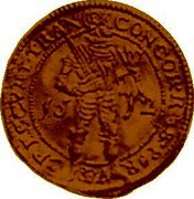 Netherlands Ducat 1612 KM# 7 Overijssel Province Trade Coinage CONCORDIA RES - PAR - VAE CRES TRA 16 12 coin obverse Netherlands Ducat 1612 KM# 7 Overijssel Province Trade Coinage CONCORDIA RES - PAR - VAE CRES TRA 16 12 coin obverse