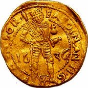 Netherlands Ducat Ferdinand II 1636 KM# 30 FARDINAN II G RIHON BOR 16 36 coin obverse Netherlands Ducat Ferdinand II 1636 KM# 30 FARDINAN II G RIHON BOR 16 36 coin obverse