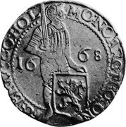 Netherlands Ducat Standing Armored Knight Holland Province 1668 KM# 43 MO NO ARG PRO CON - FOE BELG HOL 16 68 coin obverse Netherlands Ducat Standing Armored Knight Holland Province 1668 KM# 43 MO NO ARG PRO CON - FOE BELG HOL 16 68 coin obverse