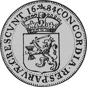 Netherlands Ducat 1684 KM# 79 Overijssel - Kampen City Standard Coinage CONCORDIA RES PARVAE CRESCVNT 16 84 coin reverse Netherlands Ducat 1684 KM# 79 Overijssel - Kampen City Standard Coinage CONCORDIA RES PARVAE CRESCVNT 16 84 coin reverse