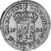 Netherlands Ducat 1695/4 KM# 52.1 Holland Province Standard Coinage CONCORDIA RES PARVAE CRESCVNT coin reverse Netherlands Ducat 1695/4 KM# 52.1 Holland Province Standard Coinage CONCORDIA RES PARVAE CRESCVNT coin reverse