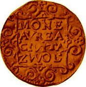 Netherlands Ducat (Ferdinand II) KM# 34 MONE AVREA CIVITA ZWOL coin reverse Netherlands Ducat (Ferdinand II) KM# 34 MONE AVREA CIVITA ZWOL coin reverse