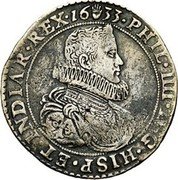 Netherlands Ducaton Philip IV 1633 KM# 56.1 PHIL IIII D G HISP ET INDIAR REX 16 33 coin obverse Netherlands Ducaton Philip IV 1633 KM# 56.1 PHIL IIII D G HISP ET INDIAR REX 16 33 coin obverse