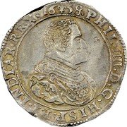 Netherlands Ducaton Philip IV 1658 KM# 50 16 38 PHIL IIII D G HISP ET INDIAR REX coin obverse Netherlands Ducaton Philip IV 1658 KM# 50 16 38 PHIL IIII D G HISP ET INDIAR REX coin obverse