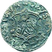 Netherlands Duit 1618 KM# 21 Overijssel - Zwolle Commune Standard Coinage DEVS REFVGIVM NOSTRVM coin obverse