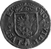 Netherlands Duit 1628 KM# 47 Overijssel - Deventer City Standard Coinage NO VIDI IVST DER coin obverse Netherlands Duit 1628 KM# 47 Overijssel - Deventer City Standard Coinage NO VIDI IVST DER coin obverse