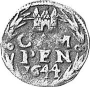 Netherlands Duit 1644 KM# 41 Overijssel - Kampen City Standard Coinage CAM PEN 1644 coin reverse Netherlands Duit 1644 KM# 41 Overijssel - Kampen City Standard Coinage CAM PEN 1644 coin reverse